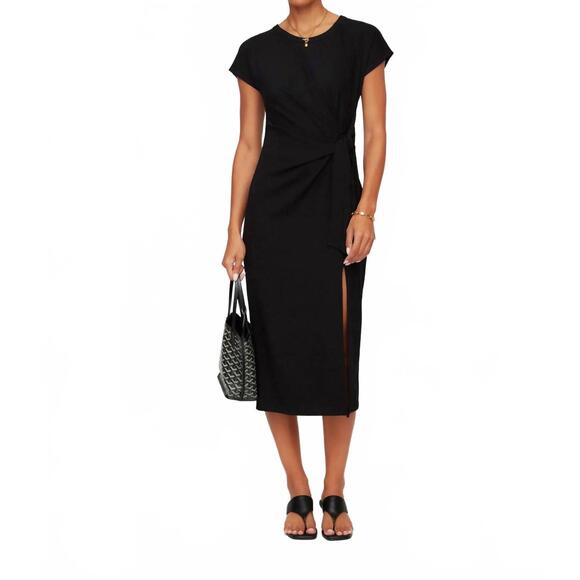 NEW FIFTEEN TWENTY marisa side knot midi dress in black